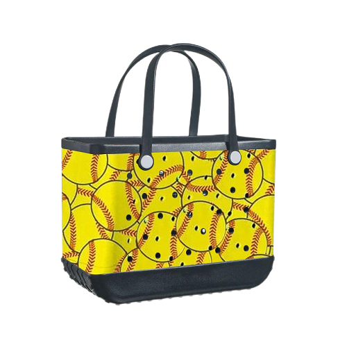 Yellow Baseball Patterned Beach Bag
