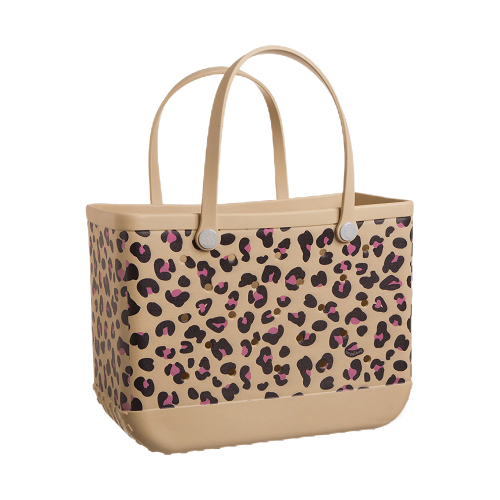 Rose Red Leopard Print Pattern Beach Bag