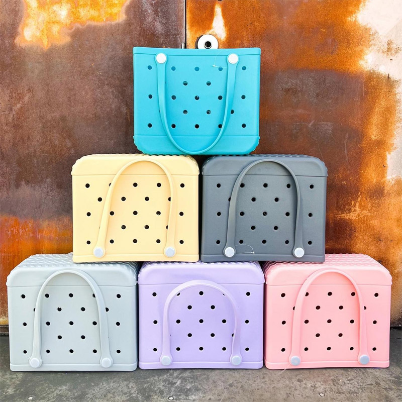 Custom Logo Eva Beach Bag  Personalized Silicone Tote With Charms